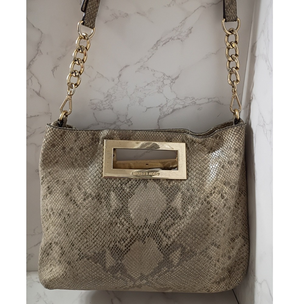 MICHAEL KORS Berkley Python Embossed Shoulder Bag/Messenger Clutch - EUC